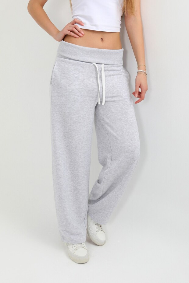 Women's Melange Waistband, rolled hem, adjustable-leg, barrel-fit, loose fit pants - H6187