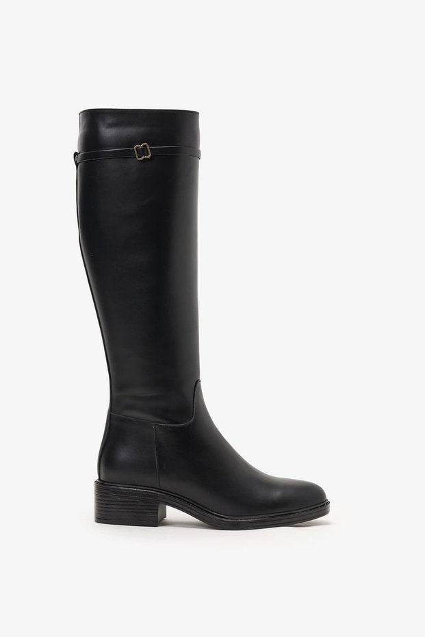 Snow Black Leather Women's Boots