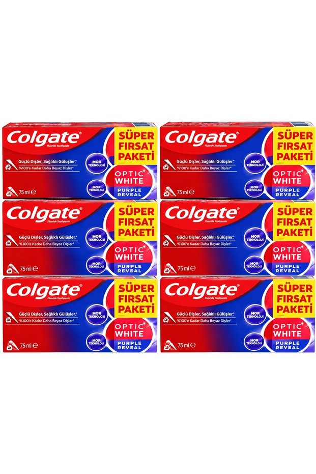 Optic White Purple Reveal Toothpaste, 2 x 50 ml, Set of 6