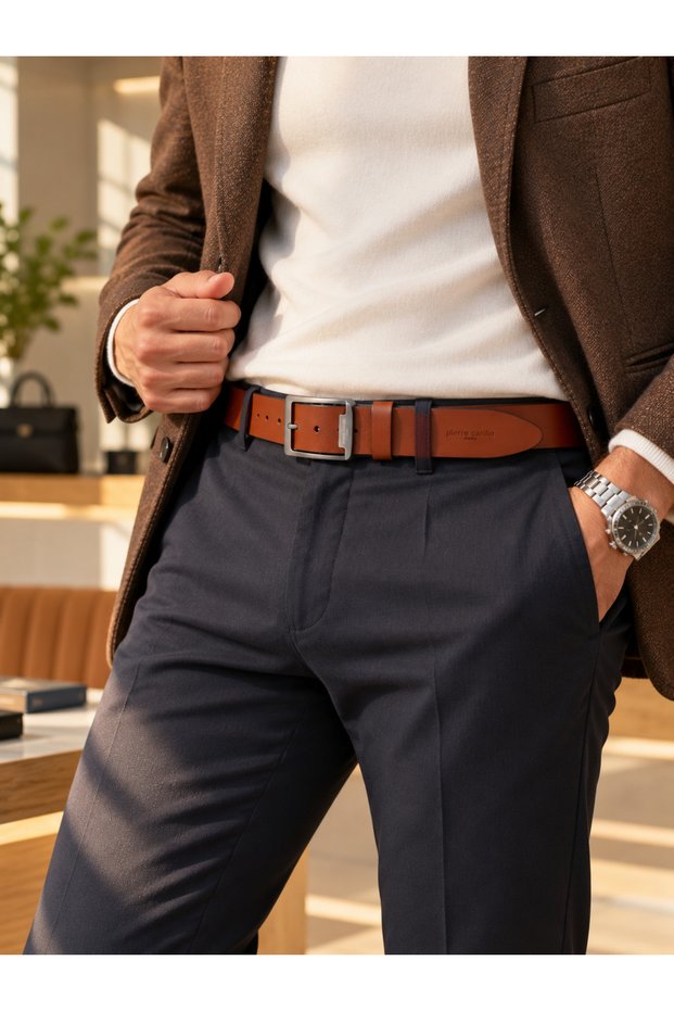 100% Genuine Taba Leather Men's Sport Belt – Stylish and Modern Design