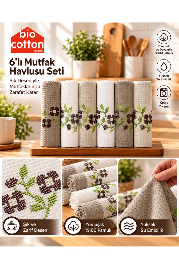 Set of 6 Embroidered Dish Towels in a Gift Box