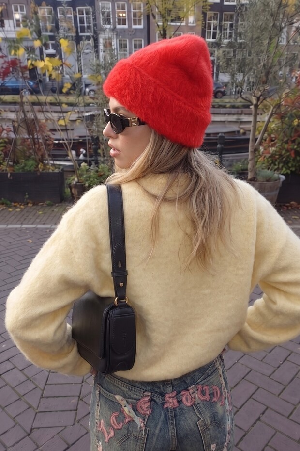 Premium Red Plush-Textured Beanie