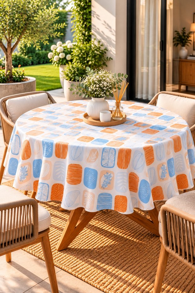 Liquid-Proof Oilcloth Round Tablecloth | Stain-Resistant, Easy-To-Clean Pvc Cream Tablecloth