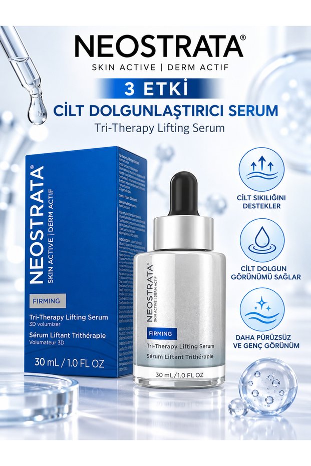 Skin Active Tri-Therapy Lifting Serum 30 ml - 3-in-1 Effective Skin-Plumping and Firming Face Serum