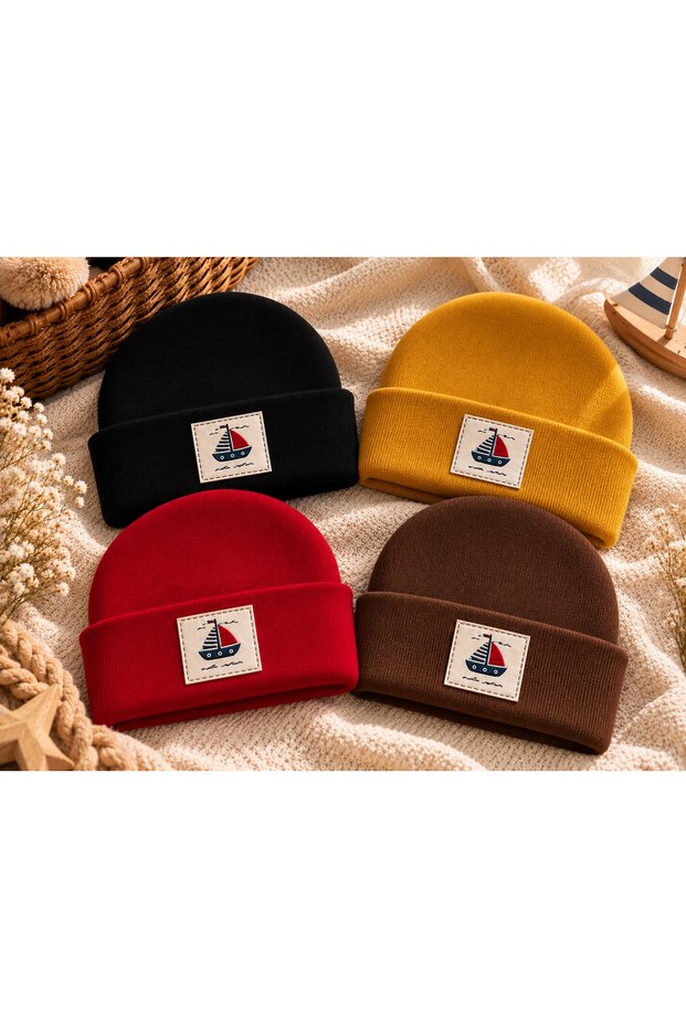 4-Pack Set of Ribbed Knit Beanies