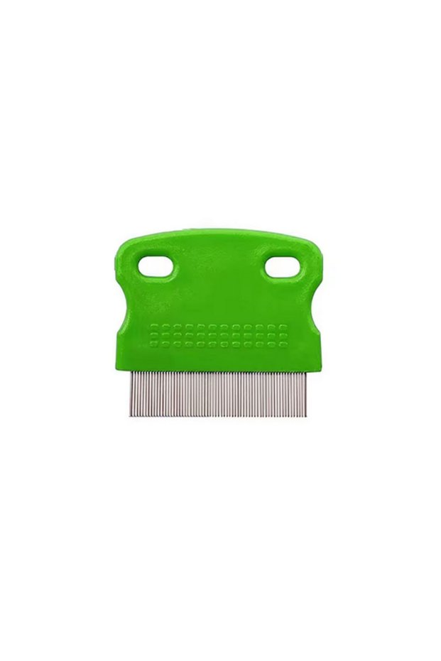 Professional metal toothed bit and flea comb - green