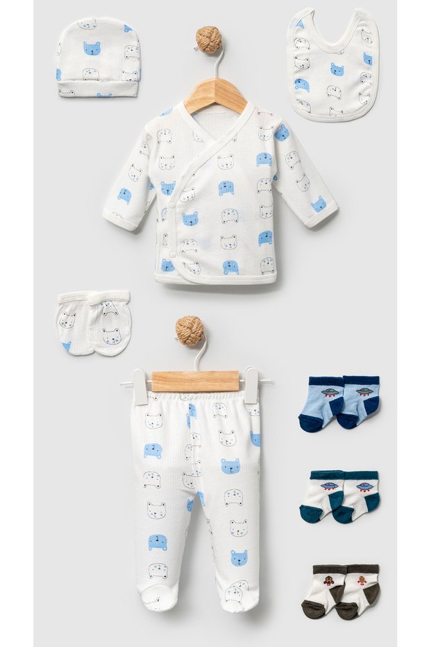5-Piece Teddy Newborn Hospital Discharge Set (Includes a Pair of Socks)