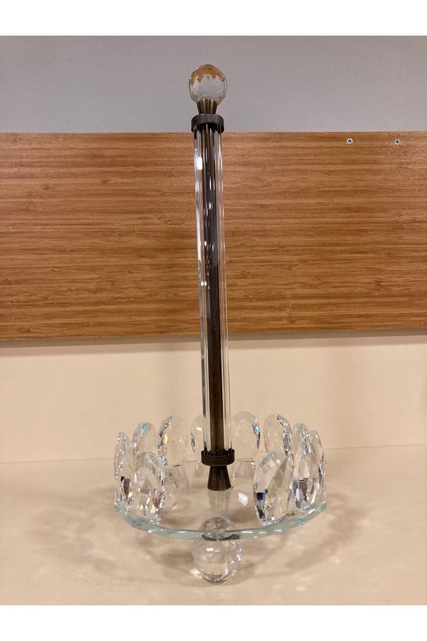 STANDING PAPER TOWEL HOLDER, CRYSTAL COLOR, ANTIQUE-STYLE, HEIGHT 35 CM, DIAMETER 15 CM