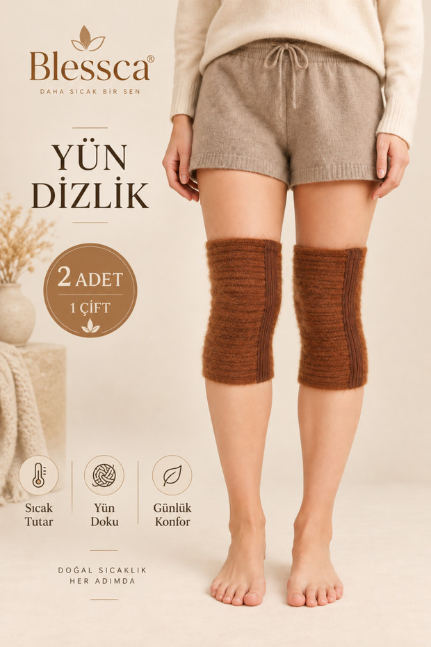 Wool Knee Pads, Thermal, Wool-Lined, Medical, Motorcycle, Thermal, Women's and Men's, Wool, Winter, Camel Hair, Color