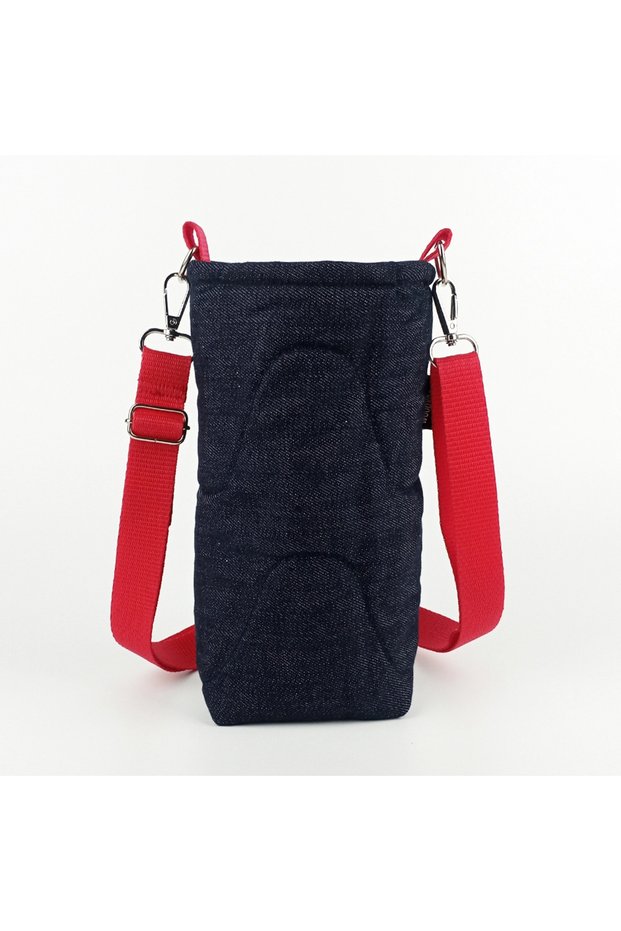 Handmade Denim Quilted Water Bottle with Fiber Filling - Thermal Cover