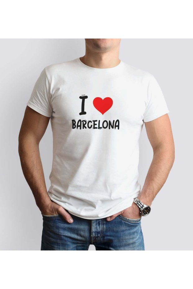 "I Love Barcelona" Men’s Round-Neck T-Shirt - 1 XX Large