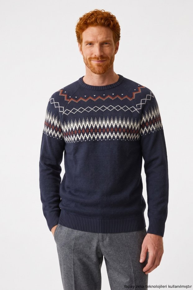 Norway Navy Blue Jacquard Knit