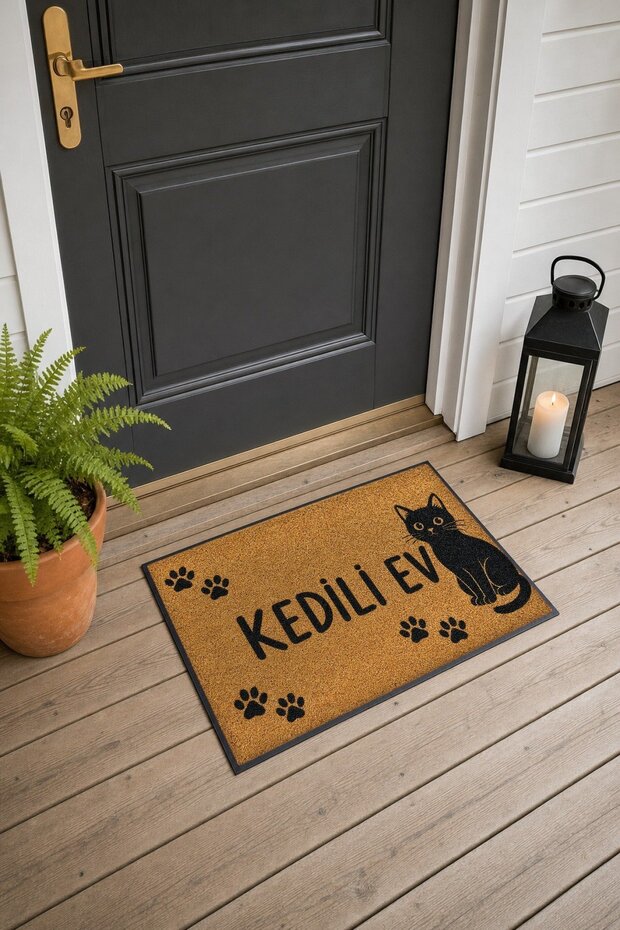 Decorative Doormat with "Cat House" Design, 40x60 cm, with Non-Slip Sole