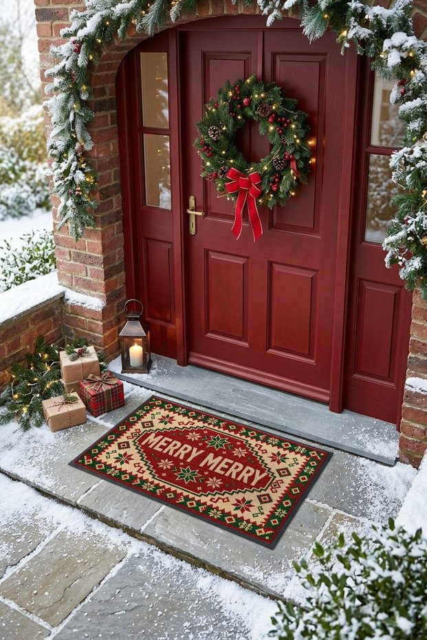 "Merry Merry" New Year's Doormat 013, 40x60 cm, Non-Slip Sole Christmas Doormat