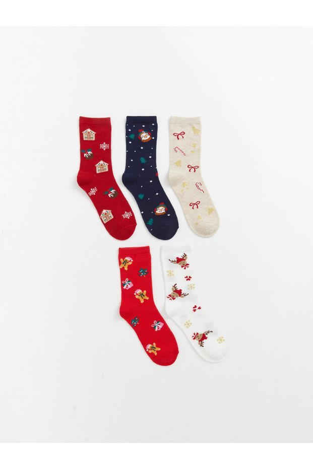 A Set of 5 New Year's-Themed Girls' Ankle Socks from UZG STORE for Fashion-Conscious Girls