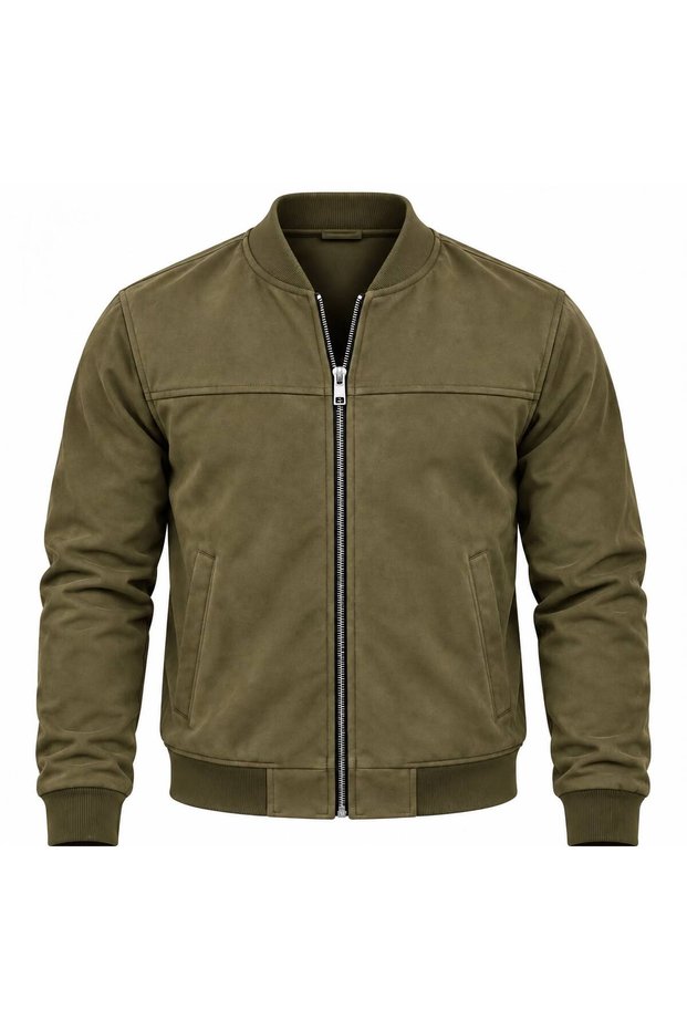 Basic Bomber College Transitional Suede Jacket
