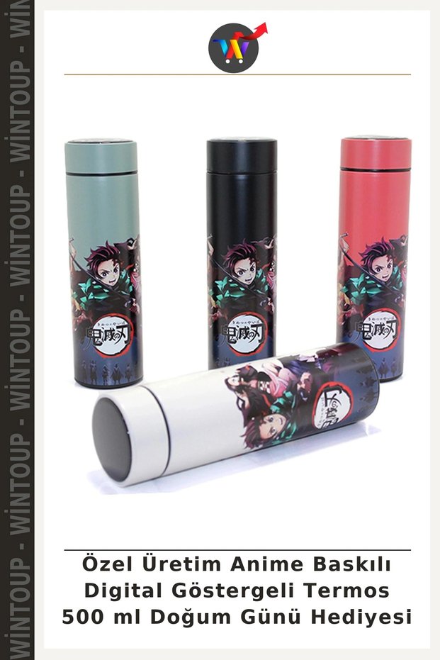 Custom-Made Anime-Printed Thermos with Digital Display, 500 ml—Birthday Gift