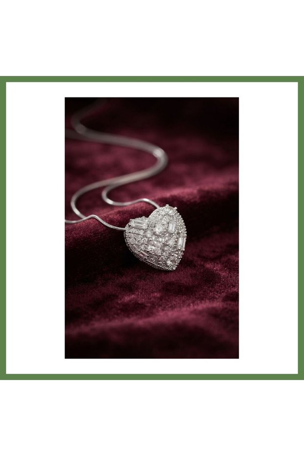 316L Stainless Steel Chain, Silver-Colored, with Zircon Stones, Women's Necklace HB006