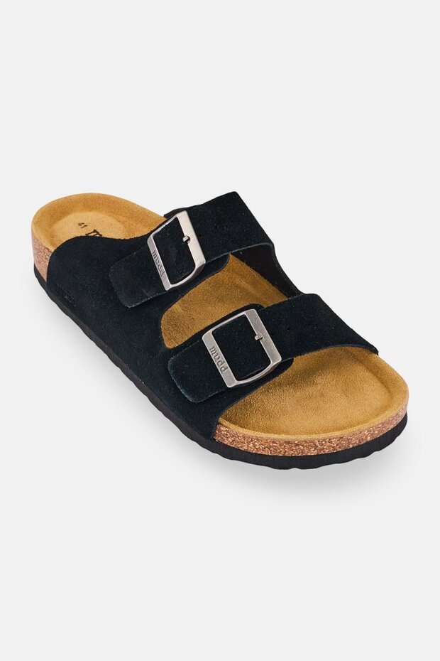 Men Slip On Cork Sandals, Black