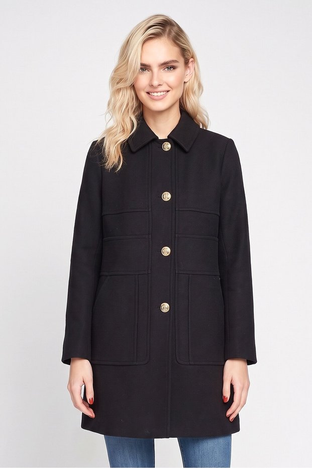 Women Textured Trench Coat, Deep Navy