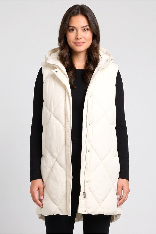 Women Quilted Jacket Vest, White