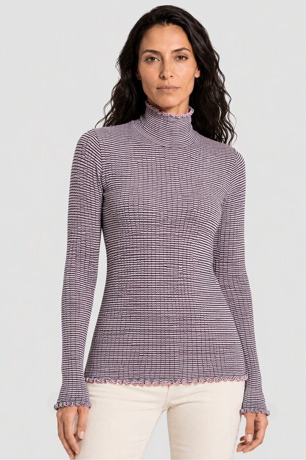 Women High Neck Textured Sweater, Multicolor