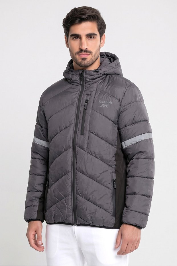Men Sportswear Fit Long Sleeve Outdoor Jacket, Charcoal