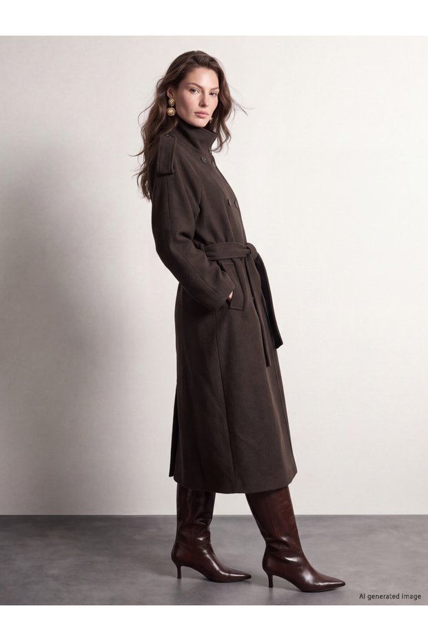 Women's Wool Blend Cashmere Coat with Belt by Uzg Store for Style Enthusiasts