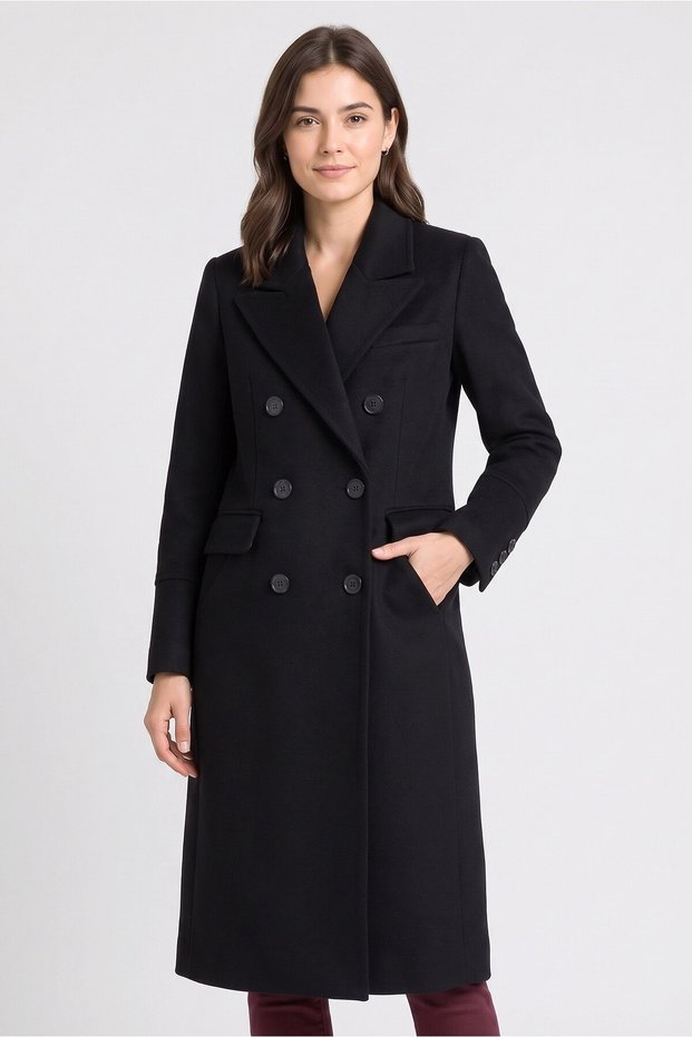 Women Plain Trench Coat, Black