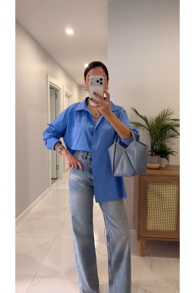 Foltera Blue Oversized Shirt