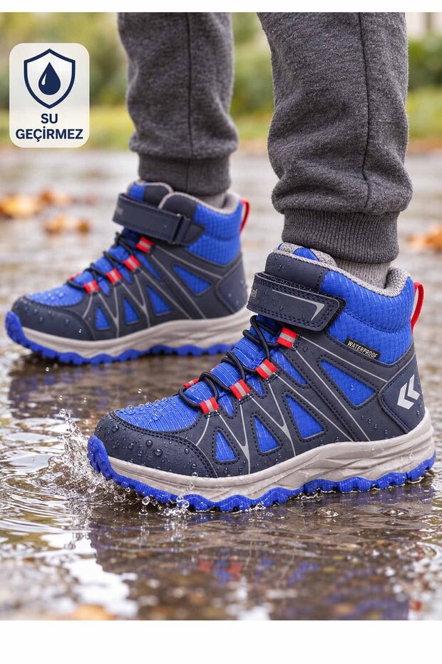 Children's Boots, Blue, Waterproof, with Velcro, Outdoor Winter Boots