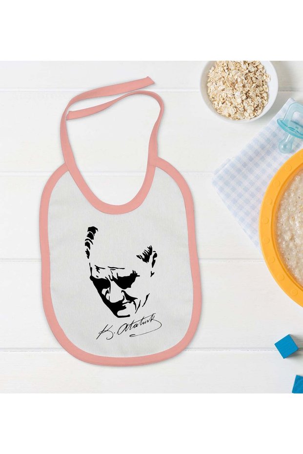 BK Kids Atatürk-Themed Pink Baby Bib - 25 en125004