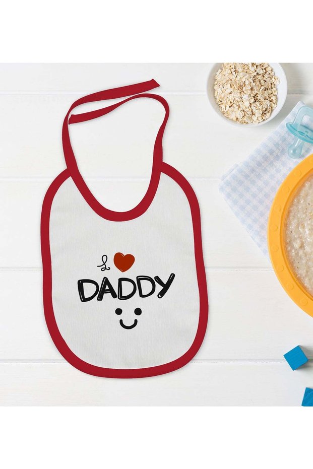 BK Kids "I Love Daddy" Red Baby Bib - 1 en124563