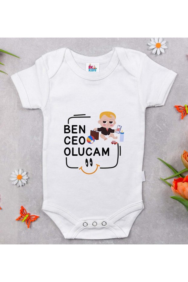BK Kids "I'm Going to Be a CEO" Design White Baby Bodysuit-1 en123899