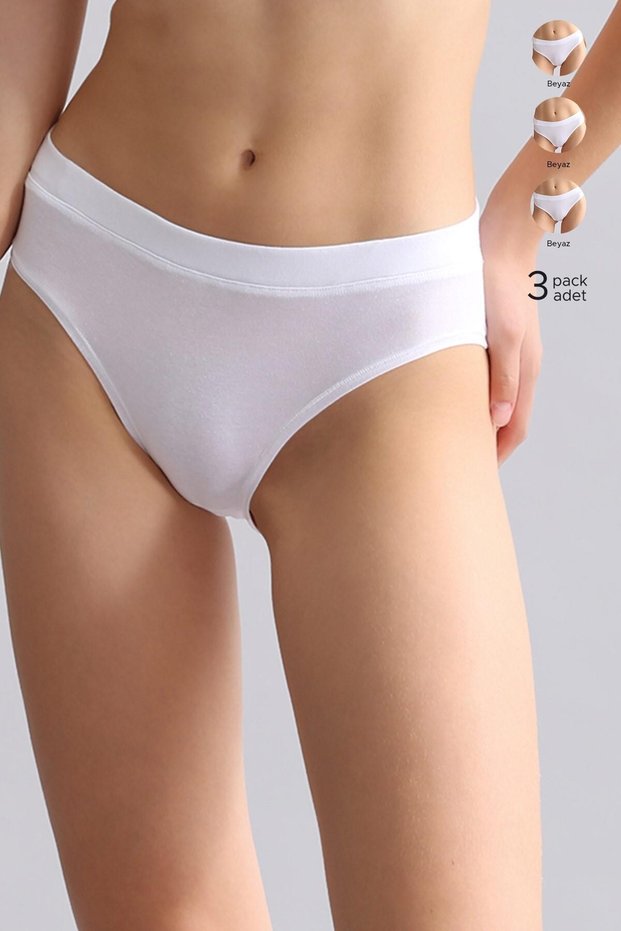 Egyptian Women's Modal & Cotton HERA Brazilian Briefs with Hidden Elastic, 3-Pack, White