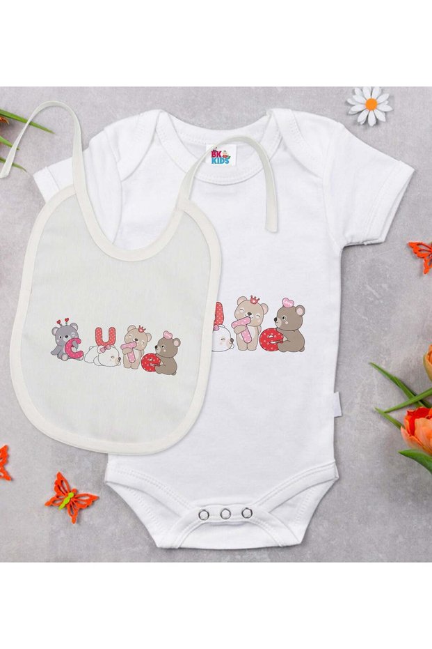 BK Kids Cute-Design White Baby Bodysuit and Bib Gift Set-2, 9–12 Months, 92edcda4