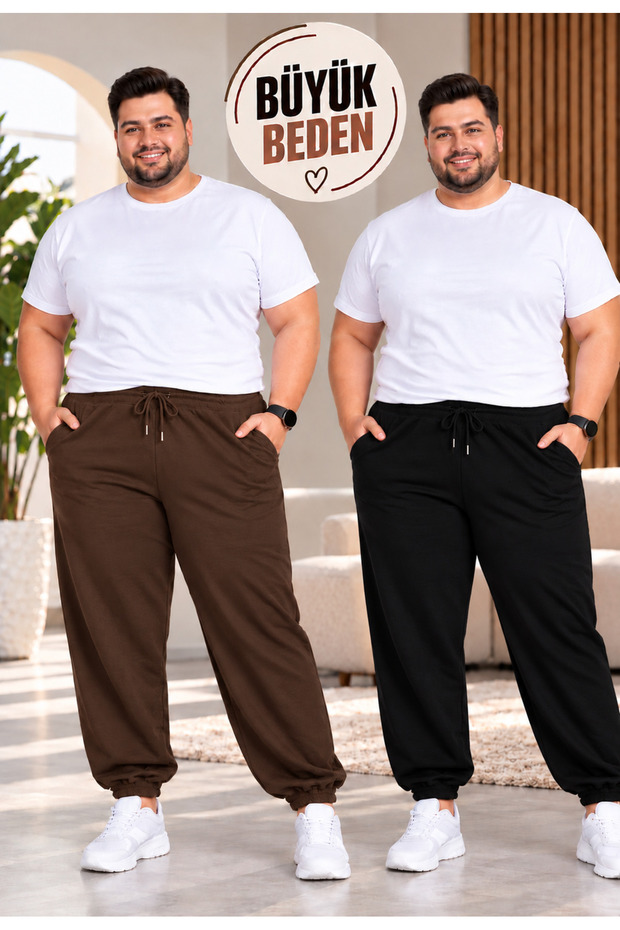 2-PIECE VALUE PACK MEN'S ELASTICATED HEM PLUS-SIZE SWEATPANTS