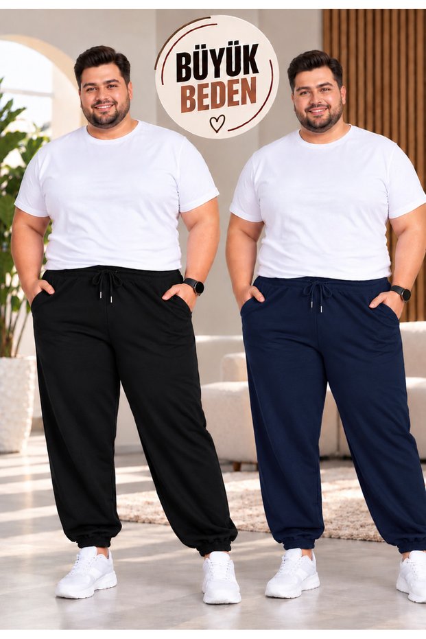 2-PIECE VALUE PACK MEN'S ELASTICATED HEM PLUS-SIZE SWEATPANTS