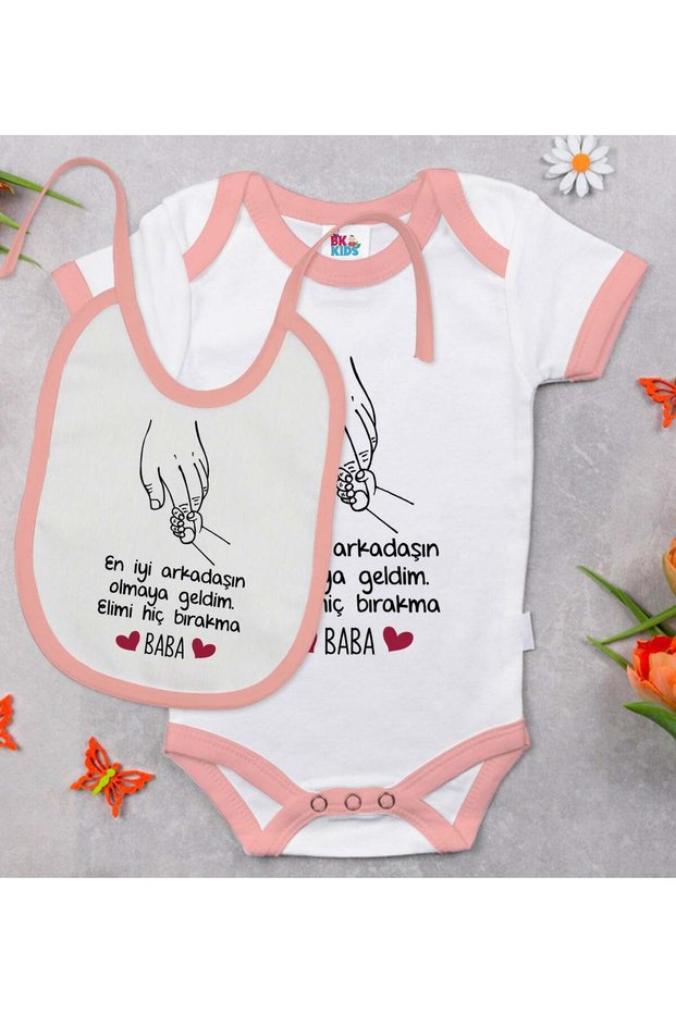 BK Kids Dad-Designed Pink Baby Bodysuit and Bib Gift Set-1, 3–6 Months, 45c312a2