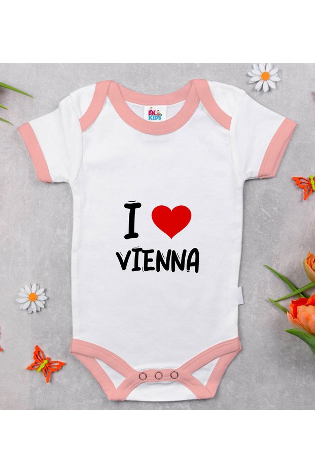 BK Kids "I Love Vienna" Pink Baby Bodysuit - Style 1, 12–18 months