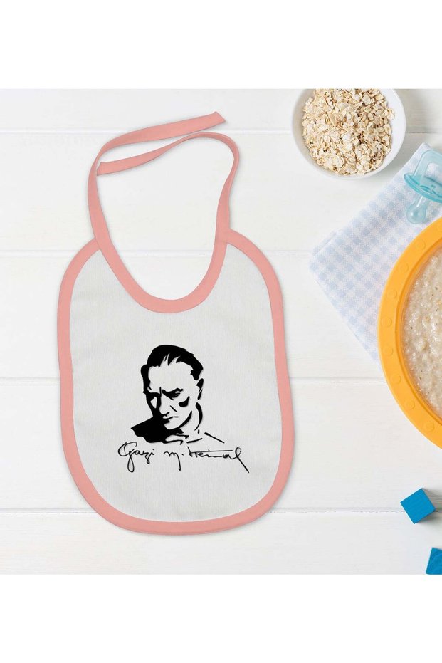 BK Kids Ataturk Themed Pink Baby Food Bib-19