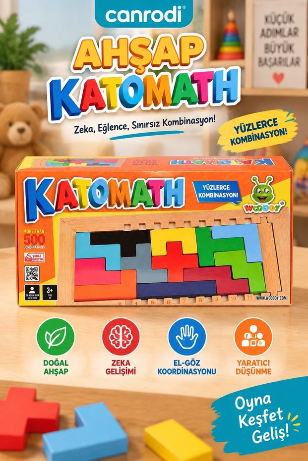 Woodoy Wooden Katomath Single-Player Puzzle and Combination Game