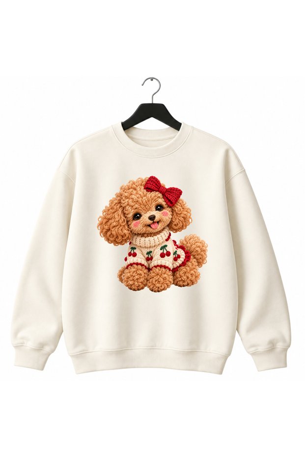 POODLE-PRINTED SWEATSHIRT, 3-PLY
