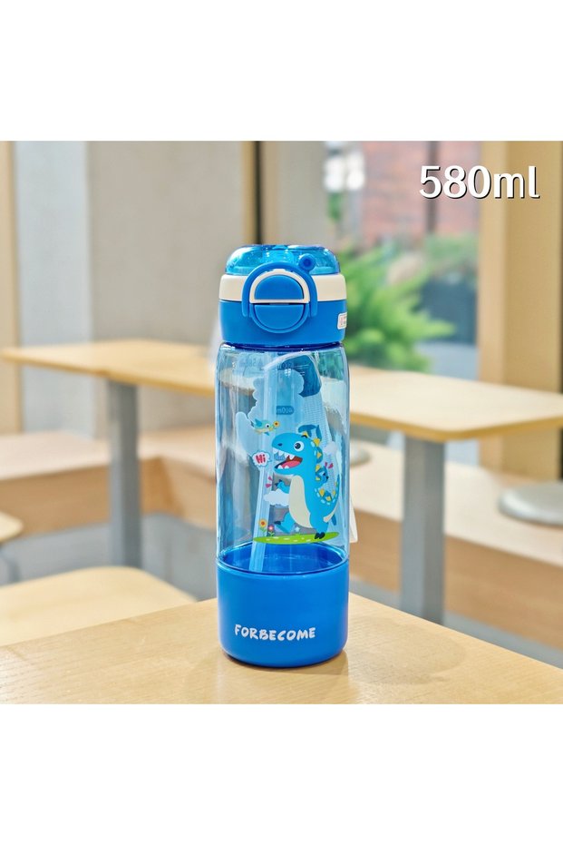 Plastic Dual Drink Straw Cup Charm Handle Kids Student Portable