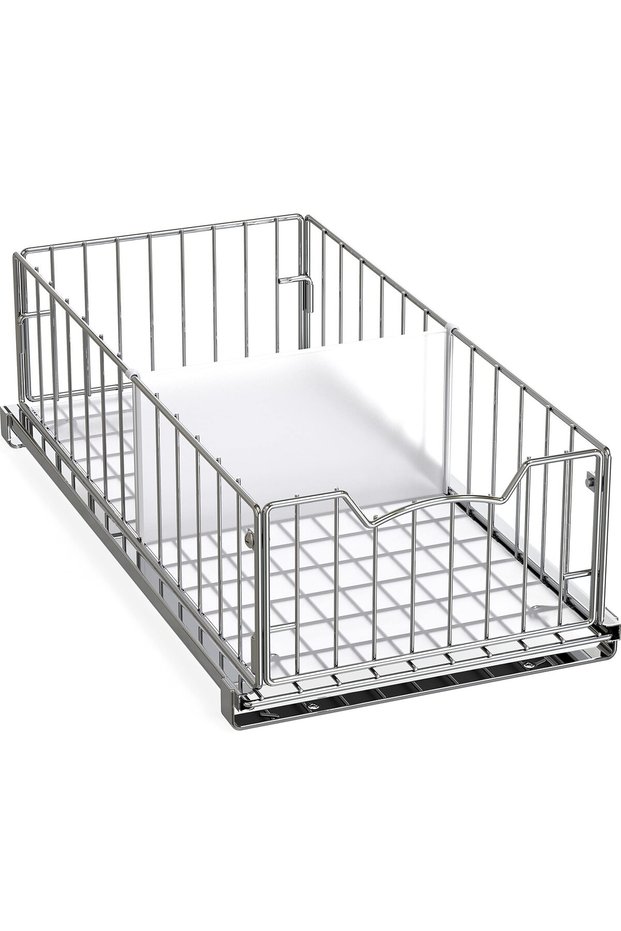Pull Out Cabinet Sliding Basket, White