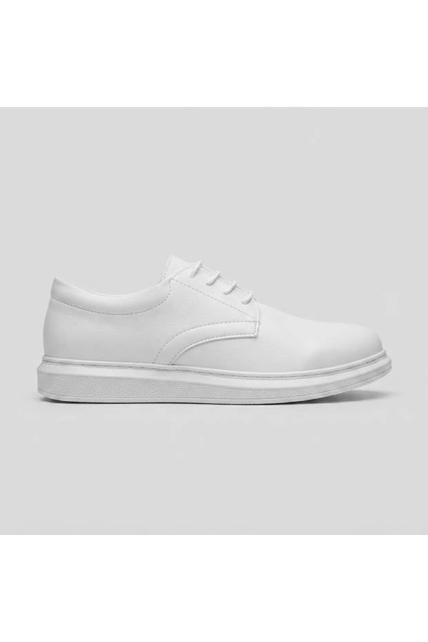 (Mnç) Non-Slip Sole, Lace-Up, White Casual Shoes
