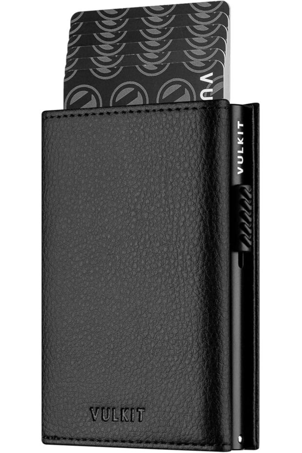 Holder RFID Blocking Leather Pop Up Card Wallet with Banknote Compartment, ID Win