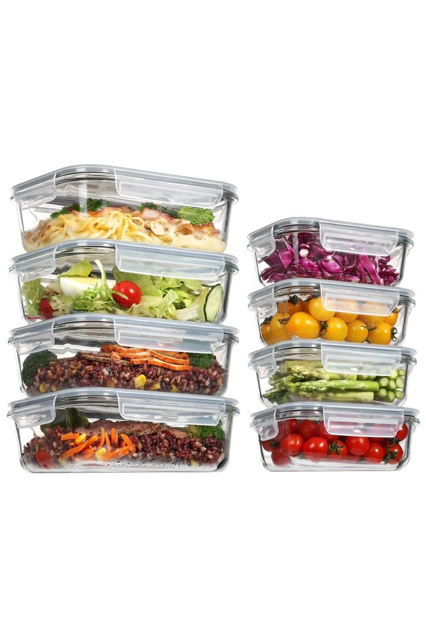 8 Pack Glass Containers Set for Food Storage