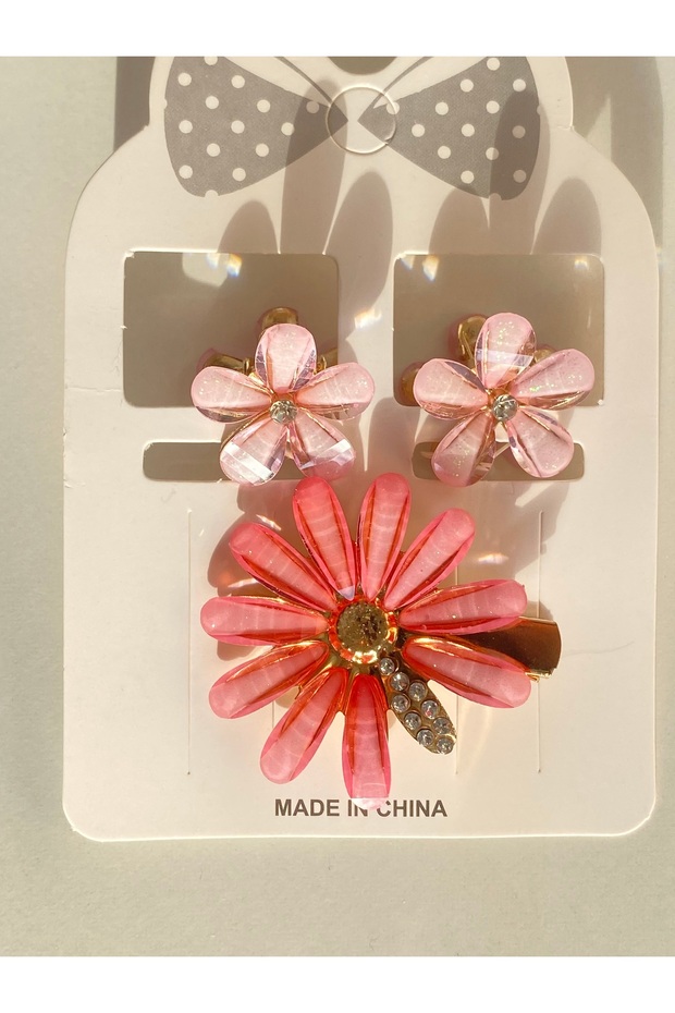 HAIR CLIP - 3-PIECE SET WITH FLOWERS