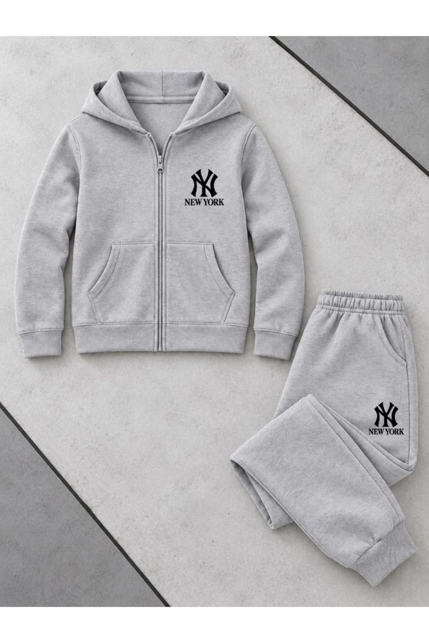 Busekids Unisex Multi-Printed Hooded Zipper Sweatsuit Set, Ages 7–14